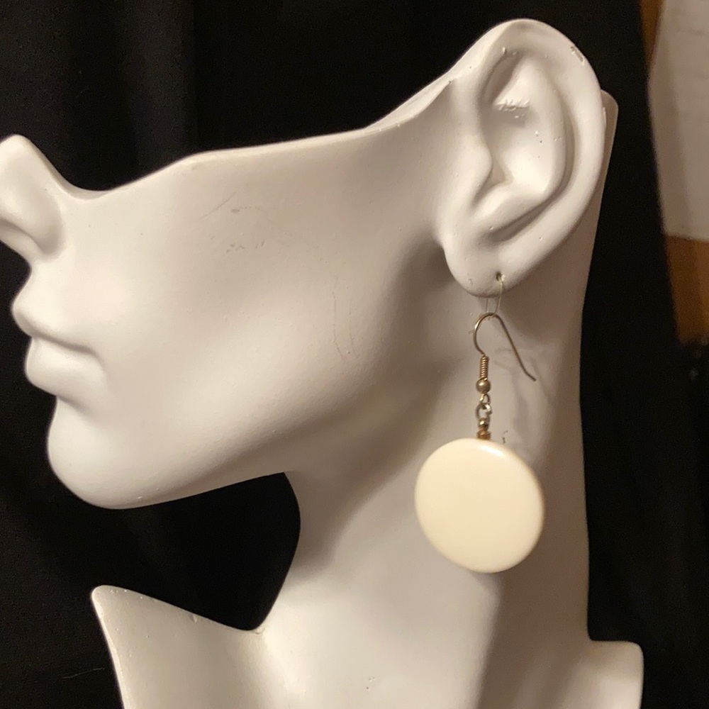 Silver Tone-White Earring Set